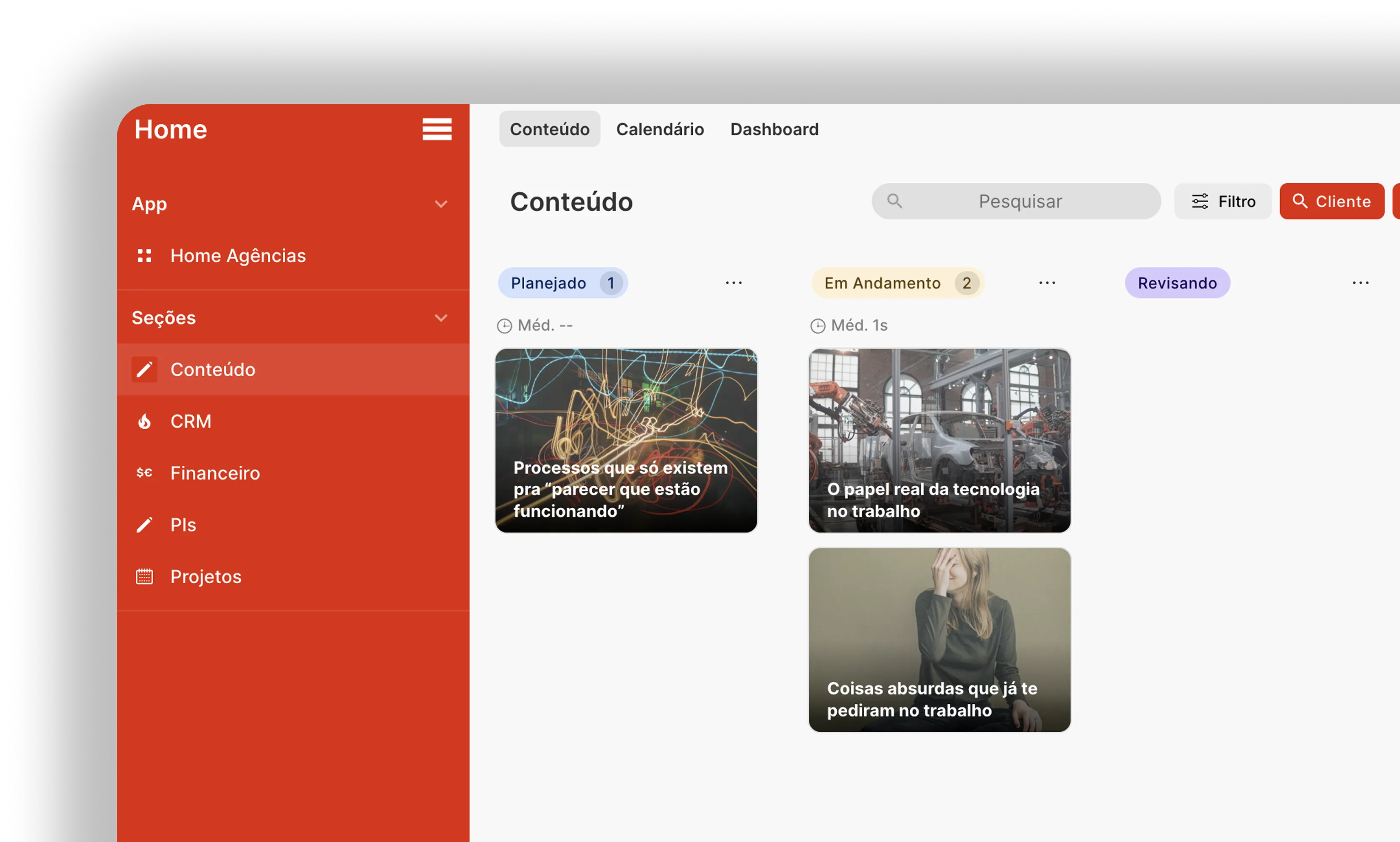 Interface de integração de times ERP mostrando Home dashboard