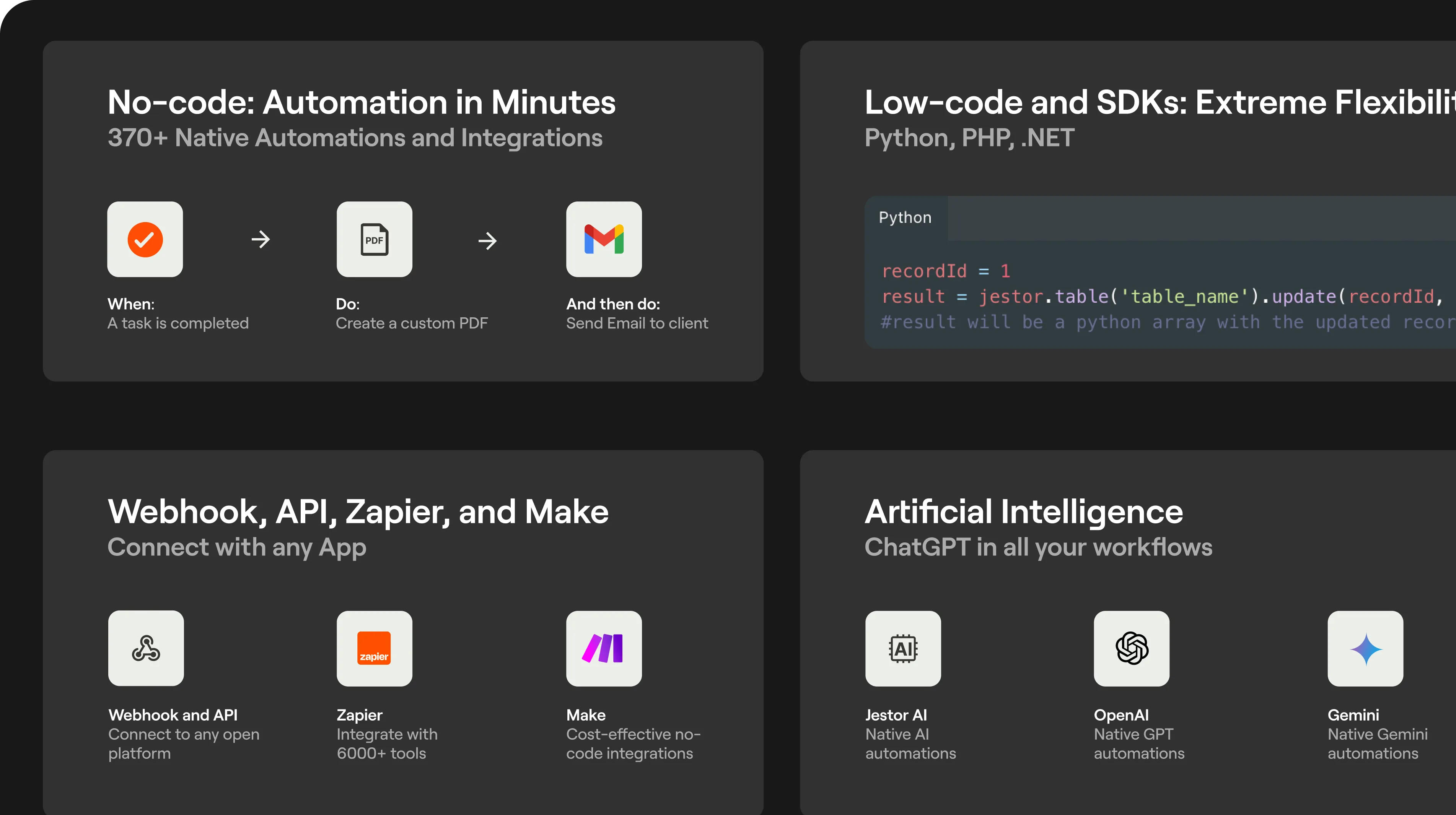 ERP automation interface showing integration capabilities