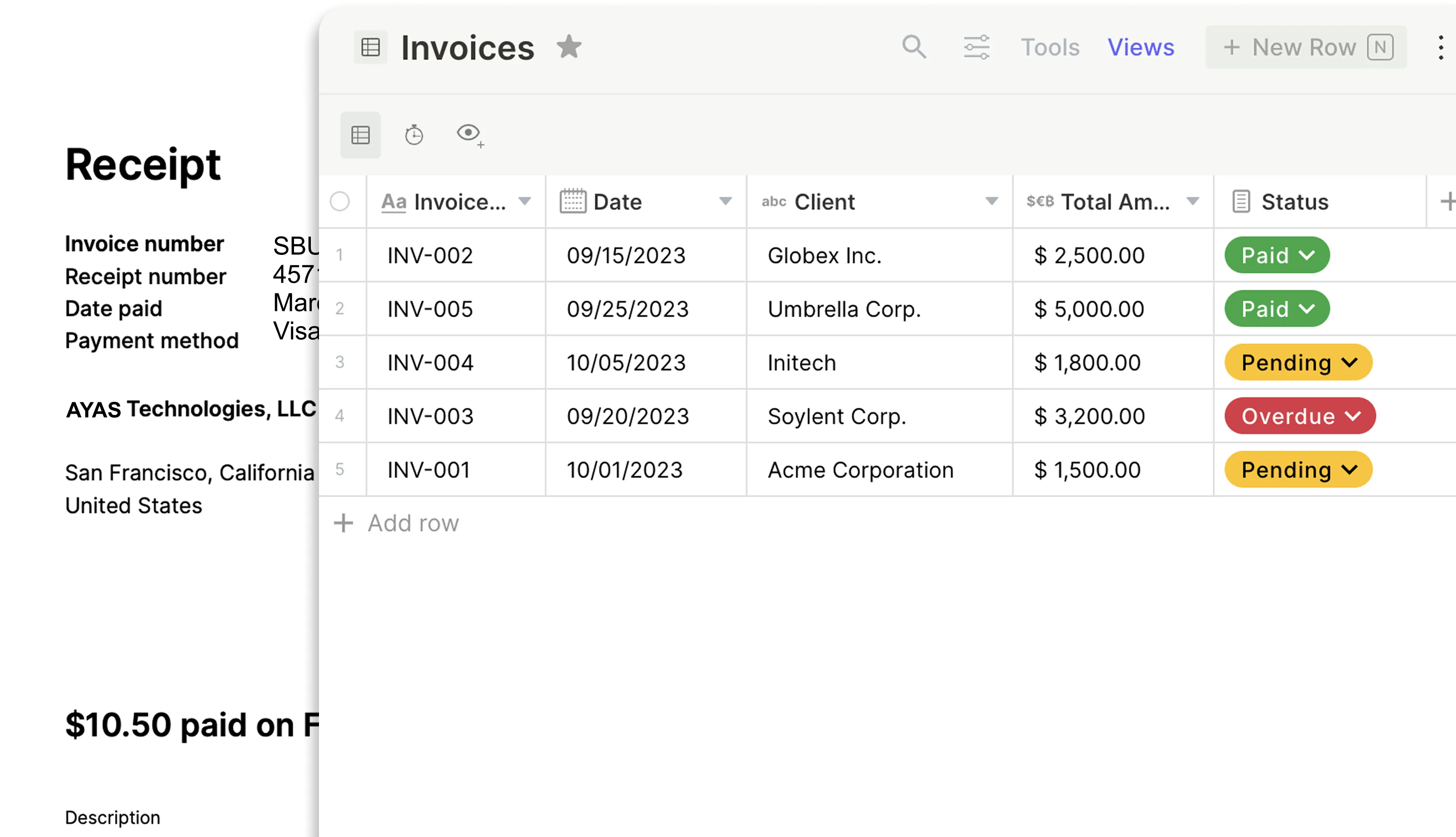 ERP OCR interface showing invoice reading and processing