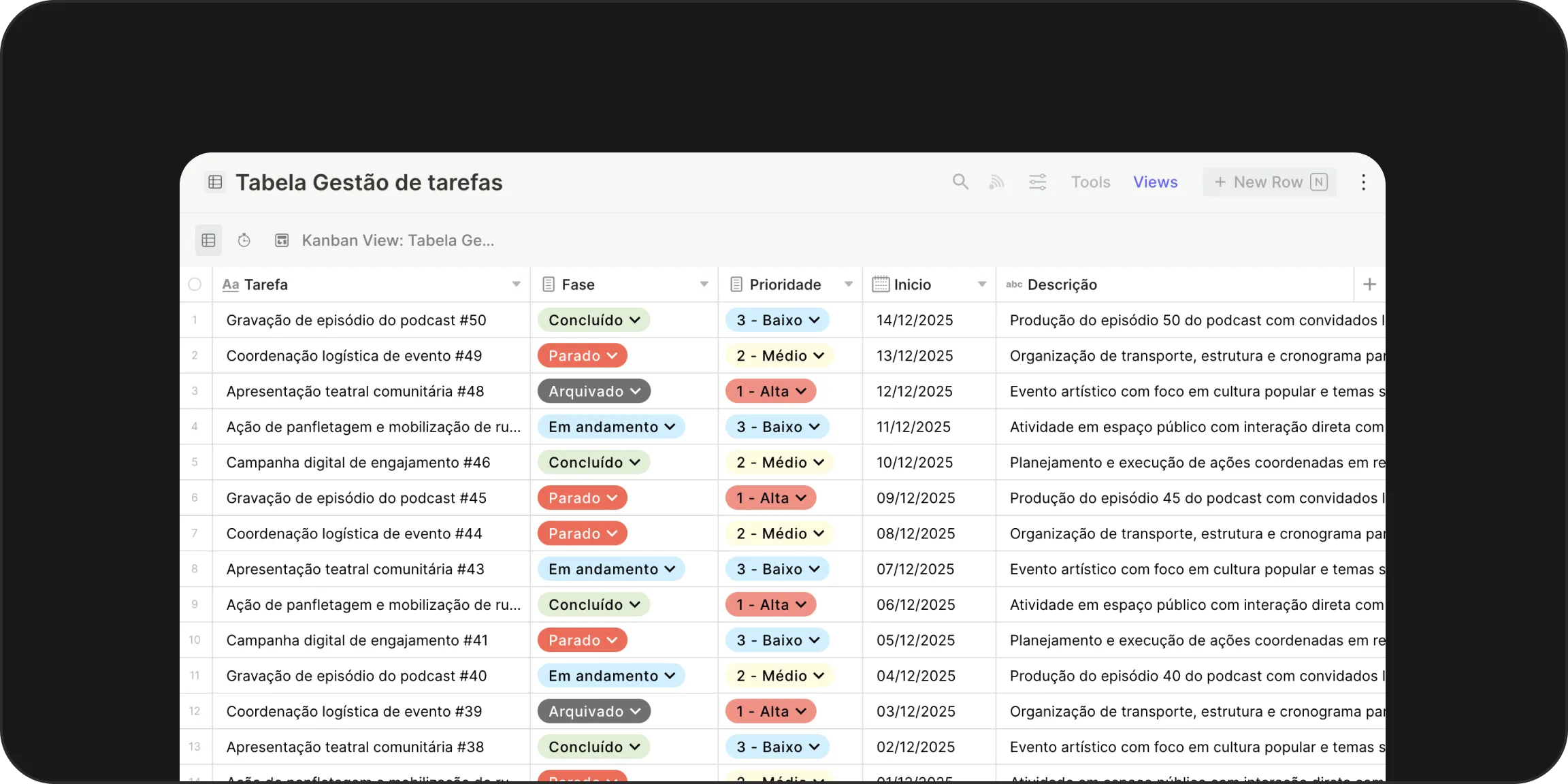 Tables and databases in Jestor